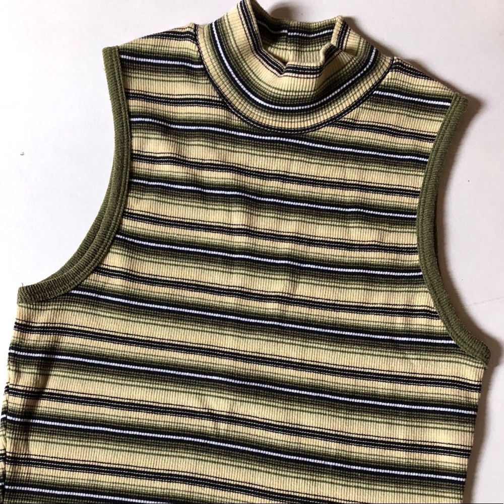vintage army green striped turtleneck